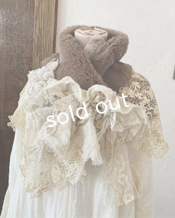 画像2: pollenbienco／アンティークレースのファーティペット・B (2)