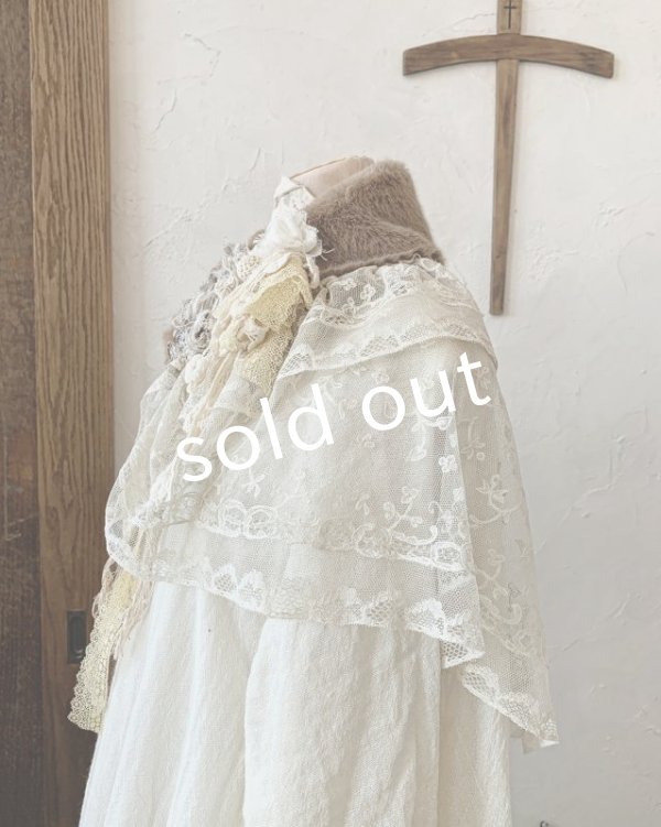 画像4: pollenbienco／アンティークレースのファーティペット・C (4)