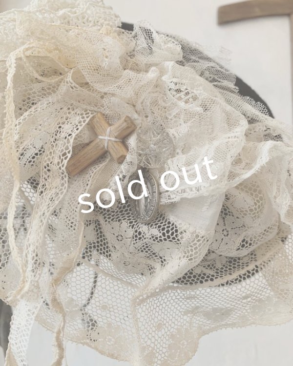 画像4: pollenbienco／アンティークレースのベレー・黒 (4)