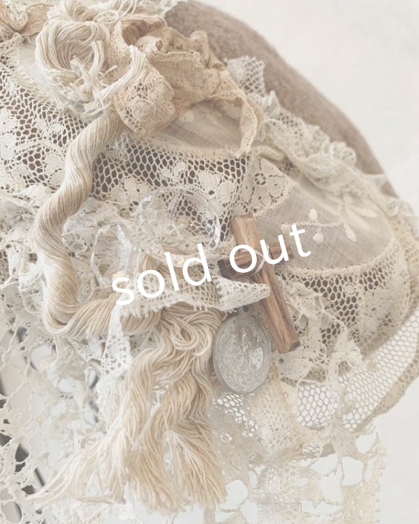 画像4: pollenbienco／アンティークレースのベレー・ブラウン (4)