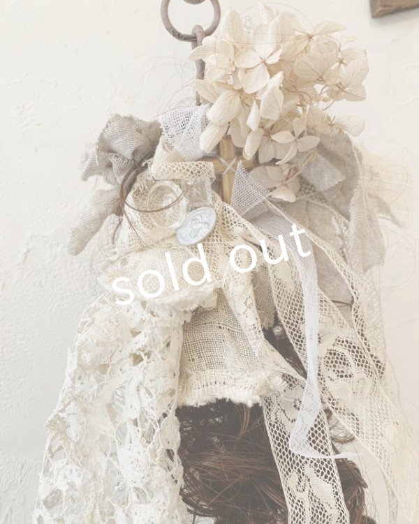 画像4: pollenbienco／アンティークレースとプリザーブドのウィッグバレッタ・B (4)