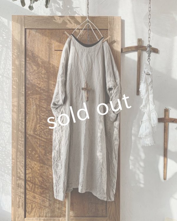 画像2: MARCHE' DE SOEUR／後ろリボンワンピース・ハードマンズリネン (2)