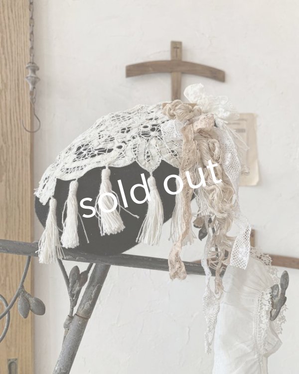 画像3: pollenbienco／アンティークレースのベレー・黒 (3)