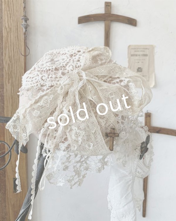 画像3: pollenbienco／アンティークレースのベレー・ベージュ (3)