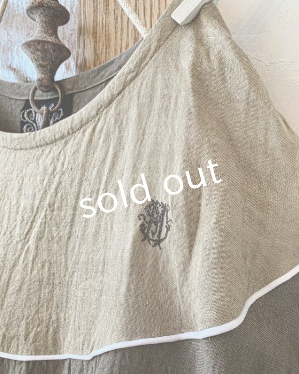 画像3: mifumi/アトリエ刺繍 キャロルのドレス・カーキ×薄カーキ (3)