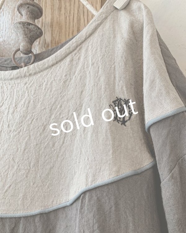 画像3: mifumi/アトリエ刺繍 キャロルのドレス・濃灰×エクリュ (3)