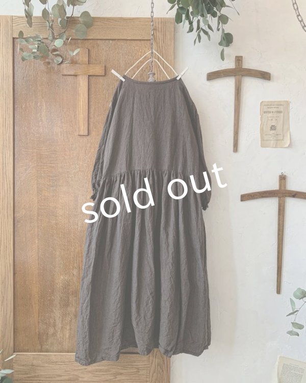 画像5: mifumi／アトリエ刺繍 キャロルのドレス・こげ茶×エクリュ (5)