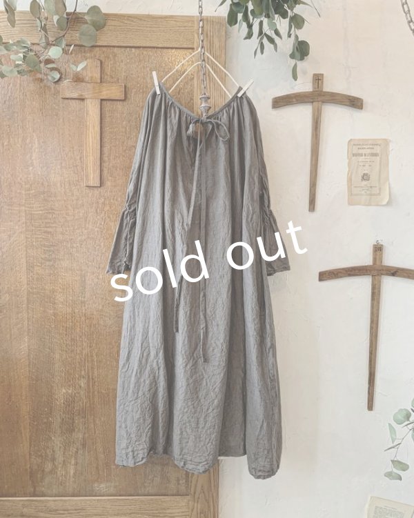 画像4: mifumi/アトリエ刺繍 森のオーバーワンピース・濃灰 (4)