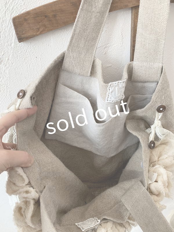 画像11: pollenbienco／アンティークレースのハードマンズリネンバッグ (11)