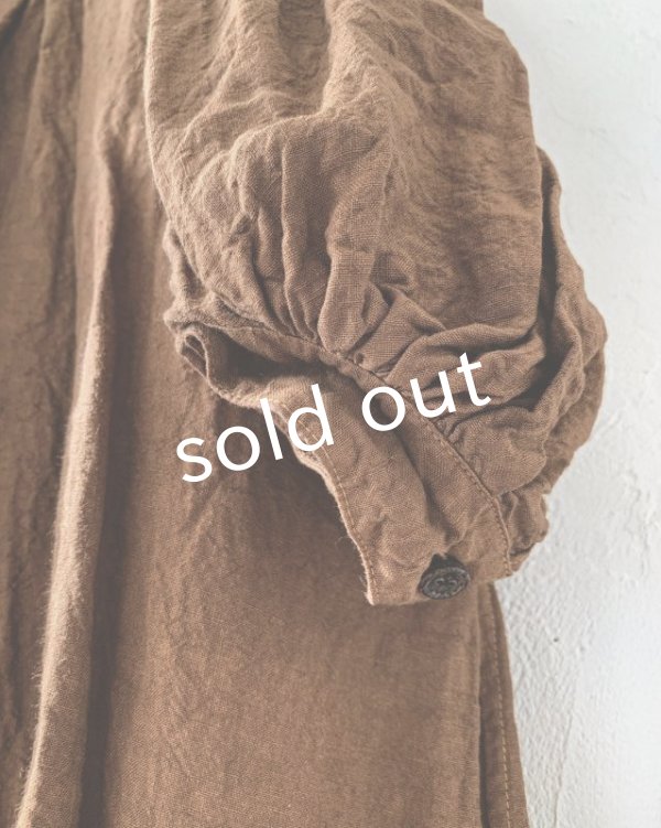 画像3: HALLELUJAH／1890's Bourgeron 羊飼いシャツワンピース・ Antique Brown（105cm丈） (3)