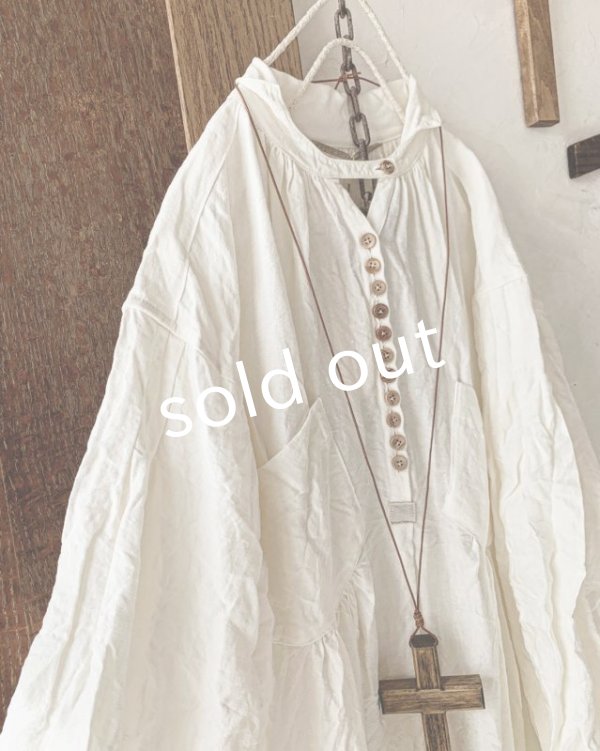 画像5: HALLELUJAH／1890's Bourgeron 羊飼いシャツワンピース・Off White（110cm丈） (5)