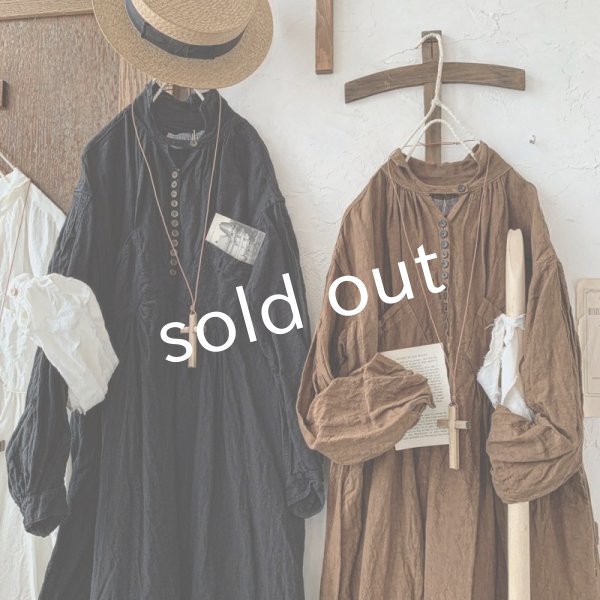 画像11: HALLELUJAH／1890's Bourgeron 羊飼いシャツワンピース・Black（110cm丈） (11)