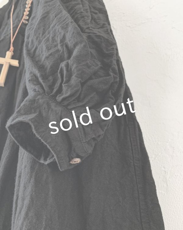 画像6: HALLELUJAH／1890's Bourgeron 羊飼いシャツワンピース・Black（110cm丈） (6)