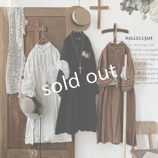 画像15: HALLELUJAH／1890's Bourgeron 羊飼いシャツワンピース・Off White（110cm丈） (15)