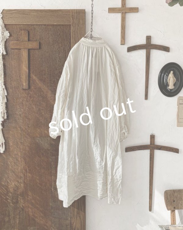 画像9: HALLELUJAH／1890's Bourgeron 羊飼いシャツワンピース・Off White（110cm丈） (9)