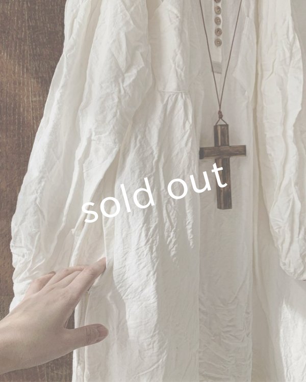 画像6: HALLELUJAH／1890's Bourgeron 羊飼いシャツワンピース・Off White（110cm丈） (6)