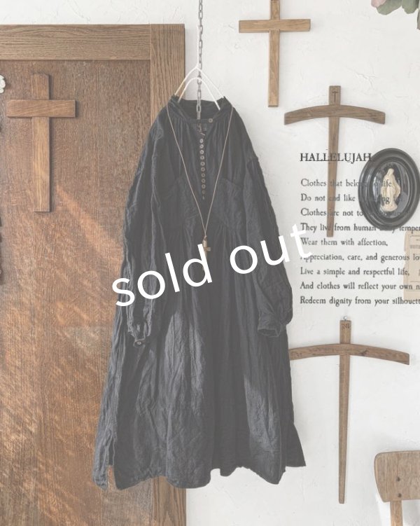 画像4: HALLELUJAH／1890's Bourgeron 羊飼いシャツワンピース・Black（110cm丈） (4)