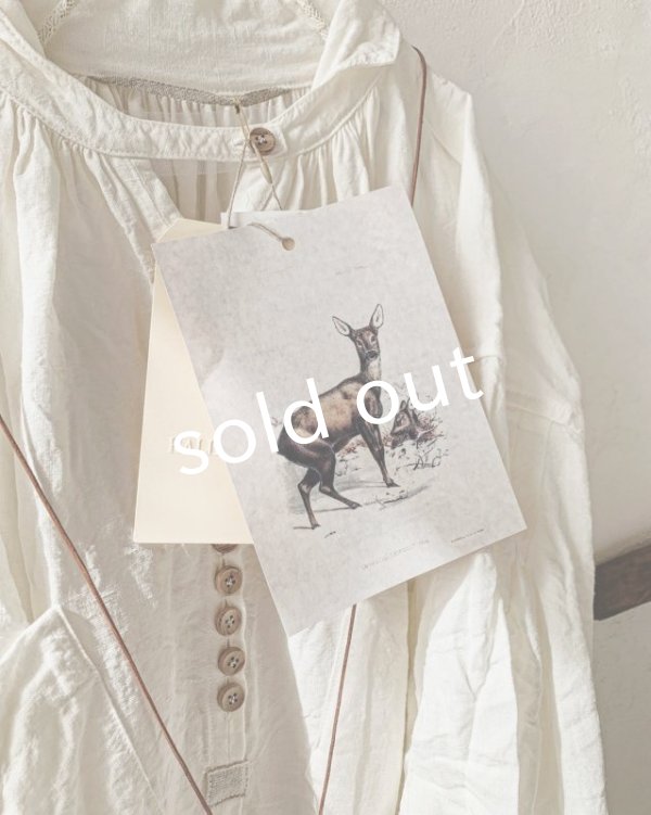 画像8: HALLELUJAH／1890's Bourgeron 羊飼いシャツワンピース・Off White（110cm丈） (8)