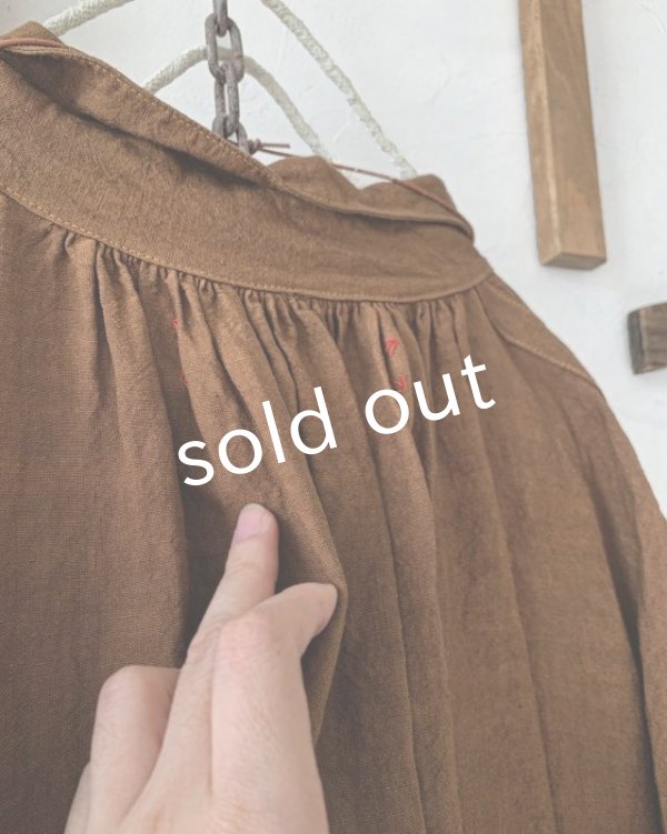 画像5: HALLELUJAH／1890's Bourgeron 羊飼いシャツワンピース・ Antique Brown（105cm丈） (5)
