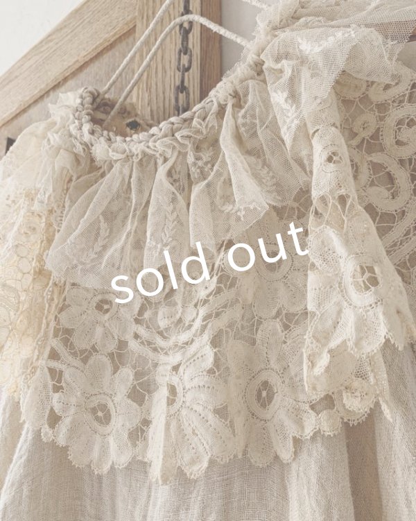 画像3: pollenbienco／アンティークレースのガーゼベスト・a (3)