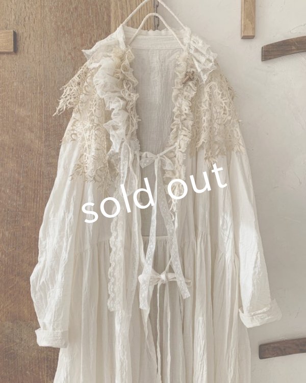 画像2: pollenbienco／アンティークレースのローブドレス (2)