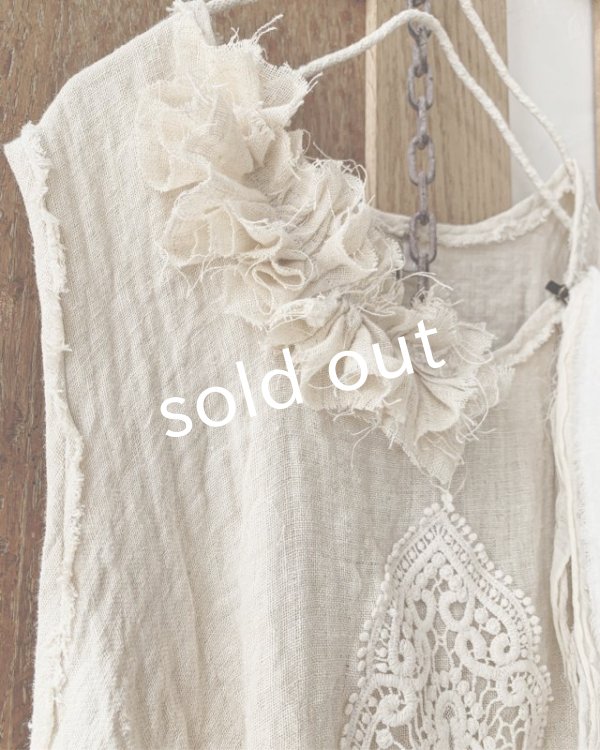 画像3: pollenbienco／アンティークレースのガーゼベスト・b (3)