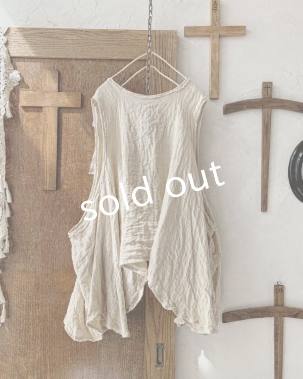 画像7: pollenbienco／アンティークレースのガーゼベスト・b (7)