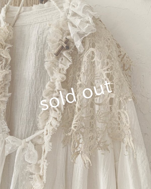 画像4: pollenbienco／アンティークレースのローブドレス (4)