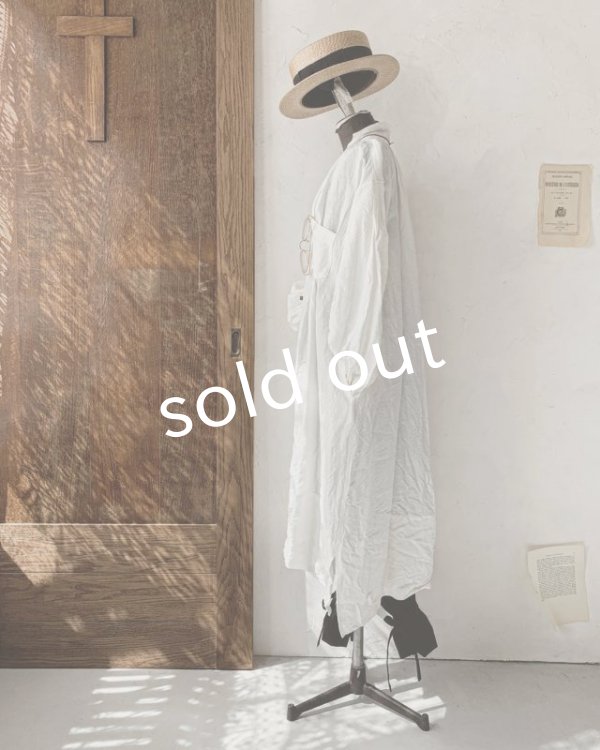 画像12: HALLELUJAH／1890's Bourgeron 羊飼いシャツワンピース・Off White（110cm丈） (12)