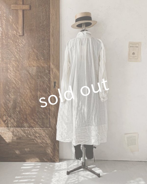 画像13: HALLELUJAH／1890's Bourgeron 羊飼いシャツワンピース・Off White（110cm丈） (13)