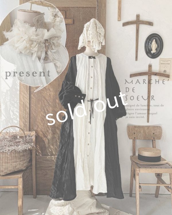 画像3: MARCHE' DE SOEUR／祈りのワンピース+pollenbiencoアンティークレースの首飾り・ブラック (3)