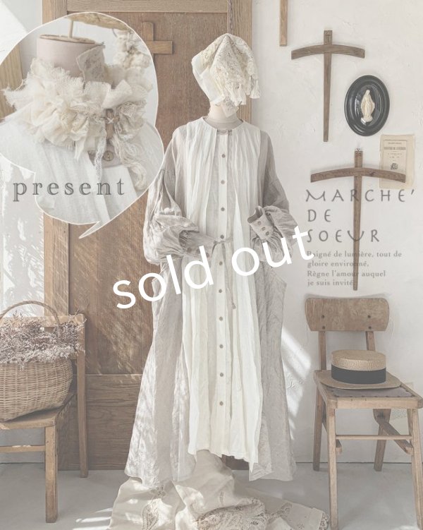 画像3: MARCHE' DE SOEUR／祈りのワンピース+pollenbiencoアンティークレースの首飾り・エクリュ (3)