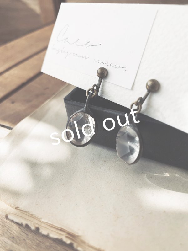 画像3: caco grass works/ヴィンテージガラスボタンのイヤリング・D (3)