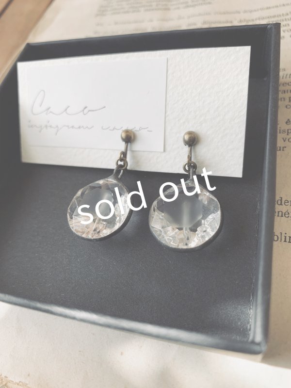 画像3: caco grass works/ヴィンテージガラスボタンのイヤリング・B (3)