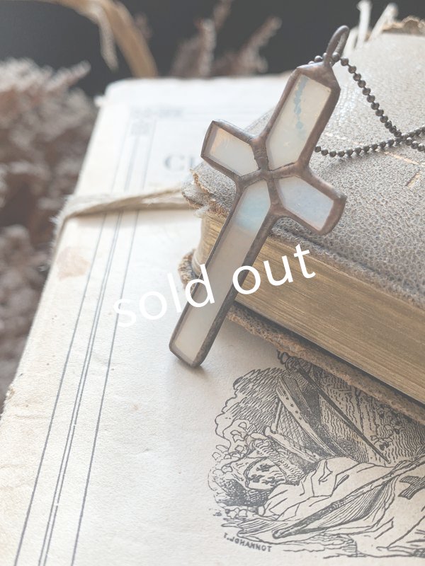 画像2: caco grass works/ステンドグラスのクロスペンダント (2)