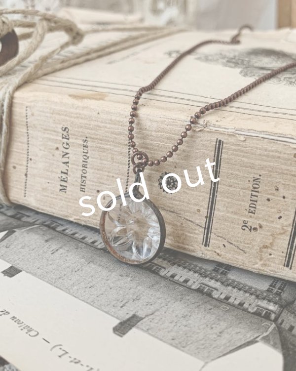 画像5: caco grass works/ヴィンテージガラスボタンのペンダント・花 (5)