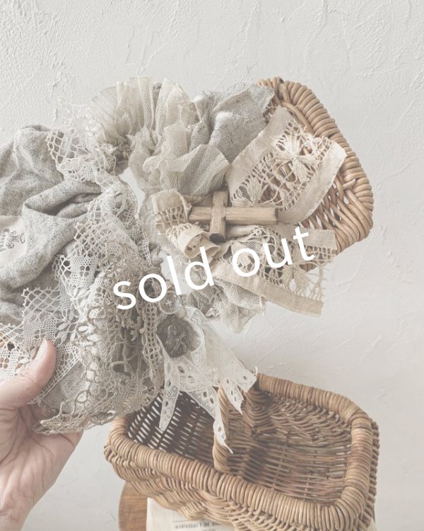 画像4: pollenbienco/アンティークレースのフタ付きバッグ (4)