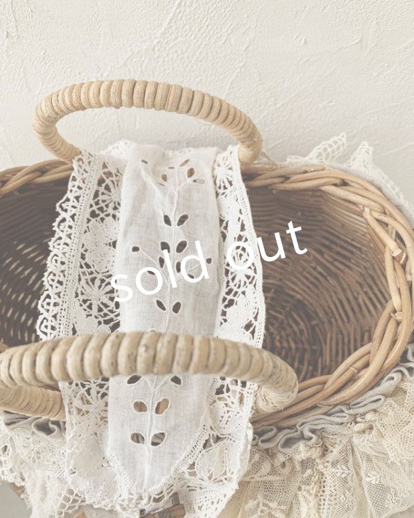 画像7: pollenbienco／アンティークレースのラウンドハンドルバスケット (7)