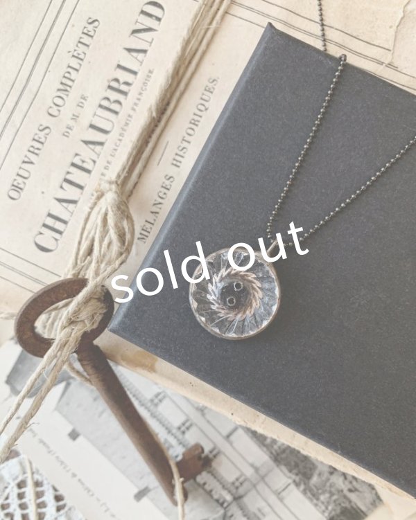 画像2: caco grass works／ヴィンテージガラスボタンのペンダント・copper (2)