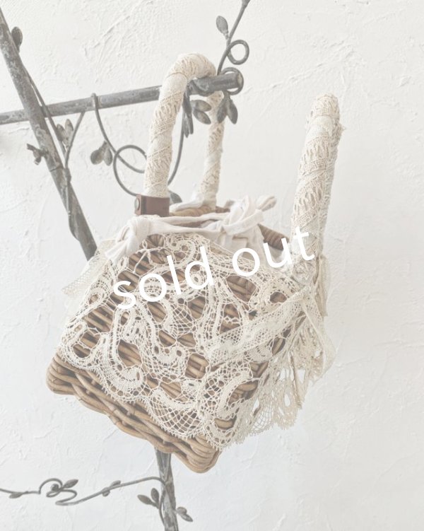 画像4: pollenbienco／アンティークレースと十字架のかごバッグ (4)