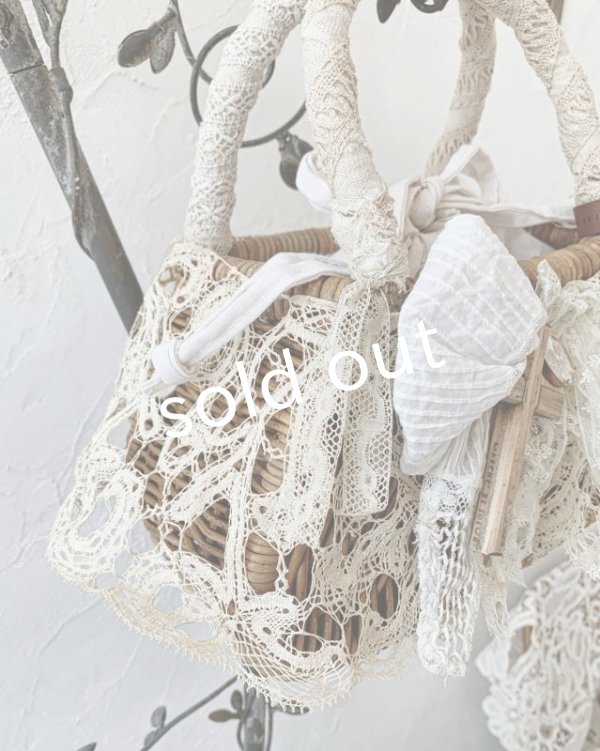 画像5: pollenbienco／アンティークレースと十字架のかごバッグ (5)