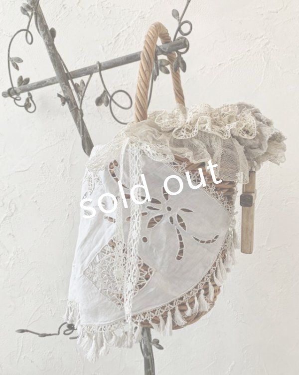 画像6: pollenbienco／アンティークタッセルレースと十字架のバスケット (6)