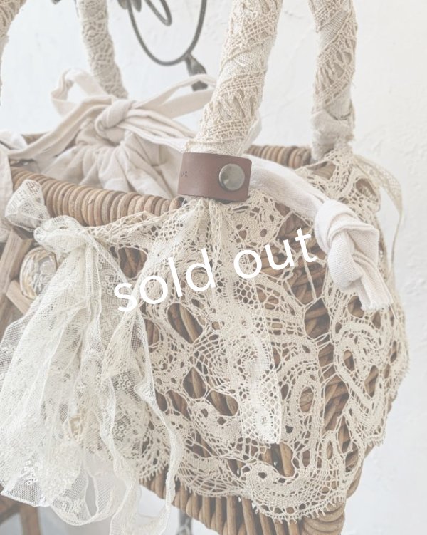 画像6: pollenbienco／アンティークレースと十字架のかごバッグ (6)