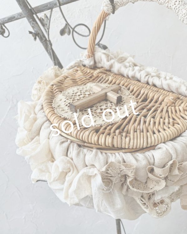 画像3: pollenbienco／アンティークレースと十字架のゆりかごバスケット (3)