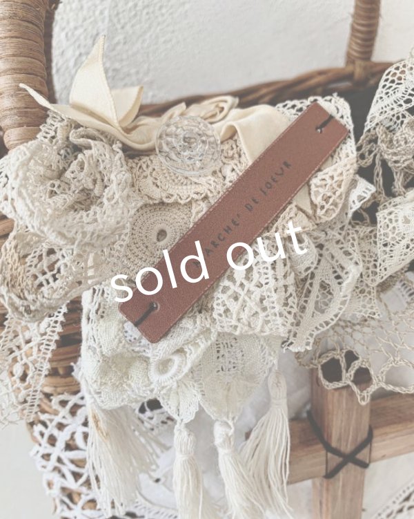 画像5: pollenbienco／アンティークレースと十字架のかごバッグ (5)