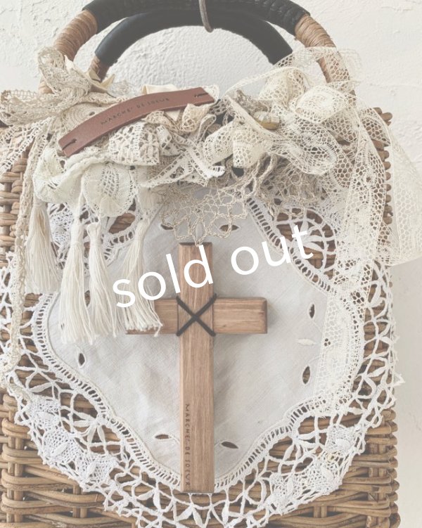 画像2: pollenbienco／アンティークレースと十字架のかごバッグ (2)