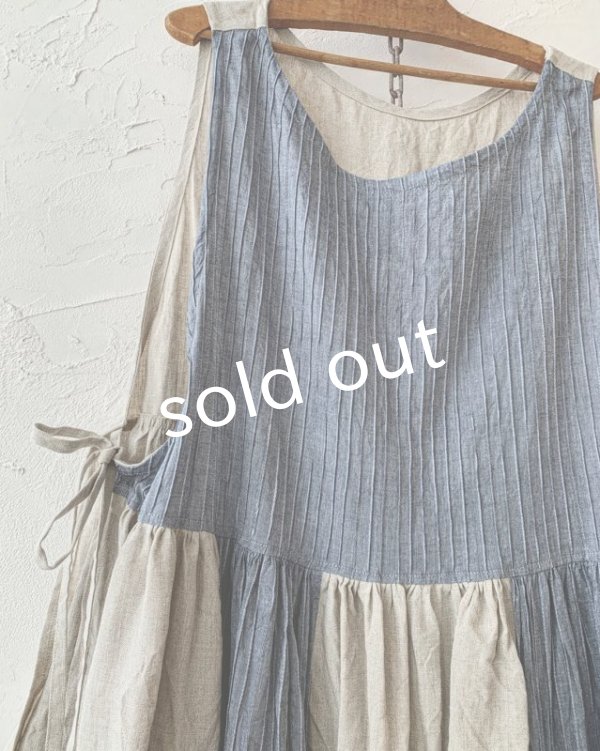 画像5: shizuka's & MARCHE３点セット／ロベリアのドレス・シャンブレー×生成り（サイドリボンタイプ） (5)