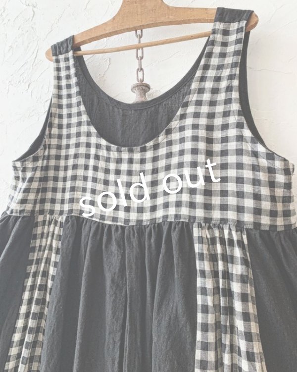 画像5: shizuka's & MARCHE３点セット／ロベリアのドレス・黒×白ギンガム（前スリットタイプ） (5)