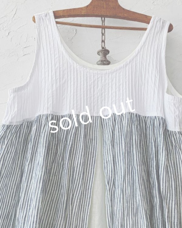 画像5: shizuka's & MARCHE３点セット／ロベリアのドレス・ストライプ×ホワイト（前スリットタイプ） (5)