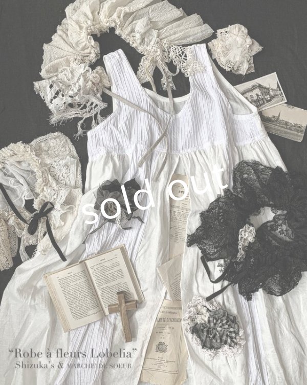 画像2: shizuka's & MARCHE３点セット／ロベリアのドレス・ホワイト（前スリットタイプ） (2)